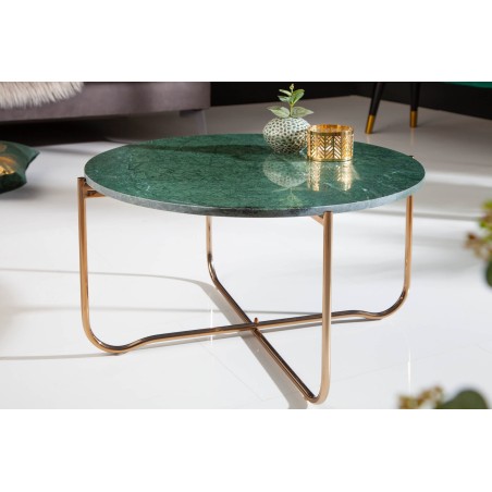 Table basse NOBLE marbre vert 65cm plateau amovible