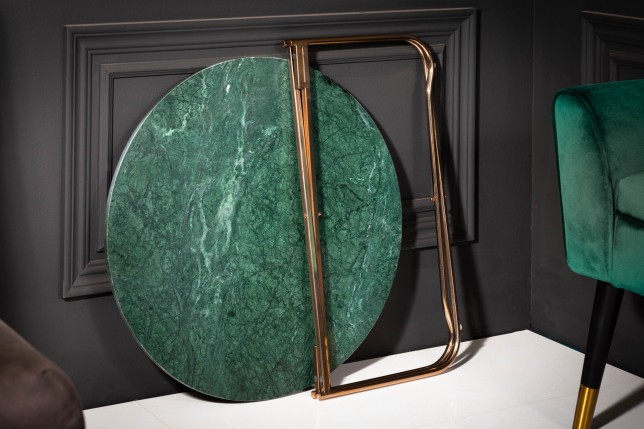 Table basse NOBLE marbre vert 65cm plateau amovible