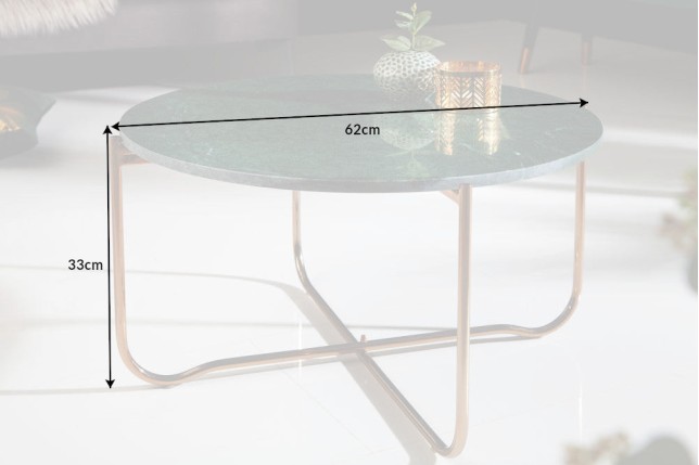 Table basse NOBLE marbre vert 65cm plateau amovible
