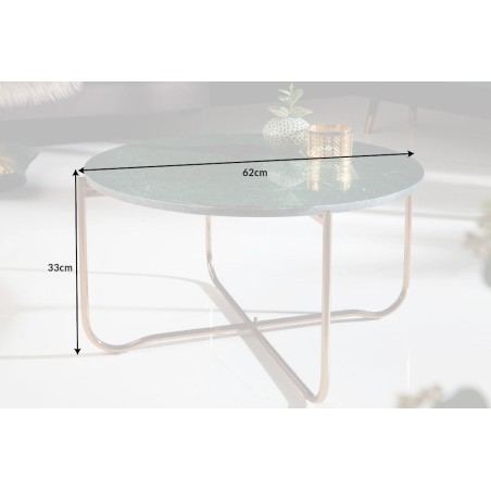Table basse NOBLE marbre vert 65cm plateau amovible