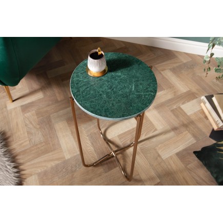 Table d'appoint NOBLE 35cm marbre vert - Plateau amovible