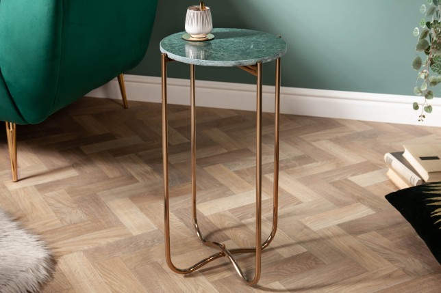 Table d'appoint NOBLE 35cm marbre vert - Plateau amovible