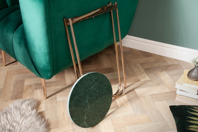 Table d'appoint NOBLE 35cm marbre vert - Plateau amovible
