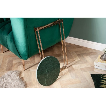 Table d'appoint NOBLE 35cm marbre vert - Plateau amovible