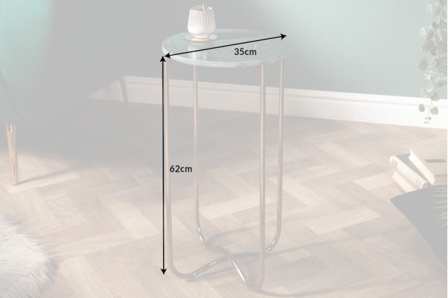Table d'appoint NOBLE 35cm marbre vert - Plateau amovible