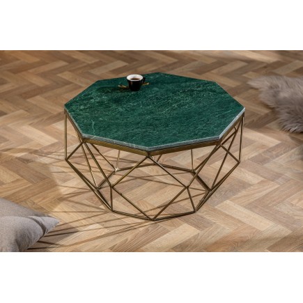 Table basse DIAMOND 70cm marbre vert et laiton 2