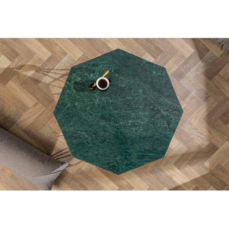 Table basse DIAMOND 70cm marbre vert et laiton