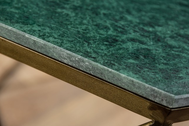 Table basse DIAMOND 70cm marbre vert et laiton