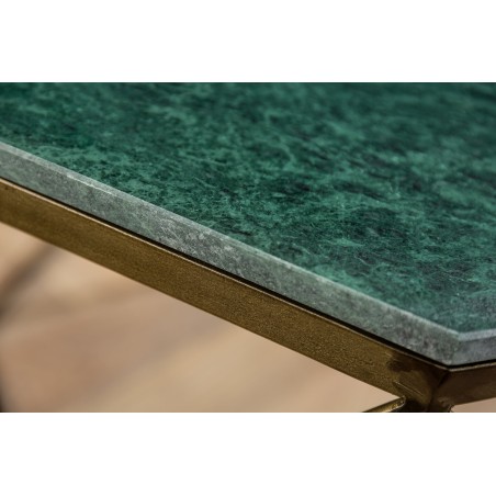 Table basse DIAMOND 70cm marbre vert et laiton