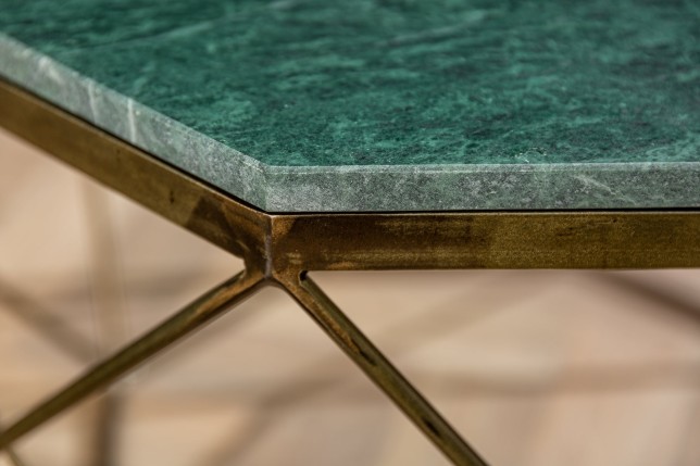Table basse DIAMOND 70cm marbre vert et laiton