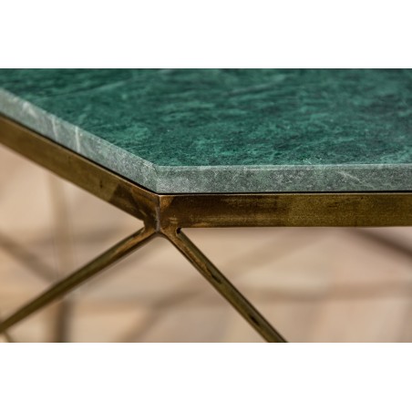 Table basse DIAMOND 70cm marbre vert et laiton