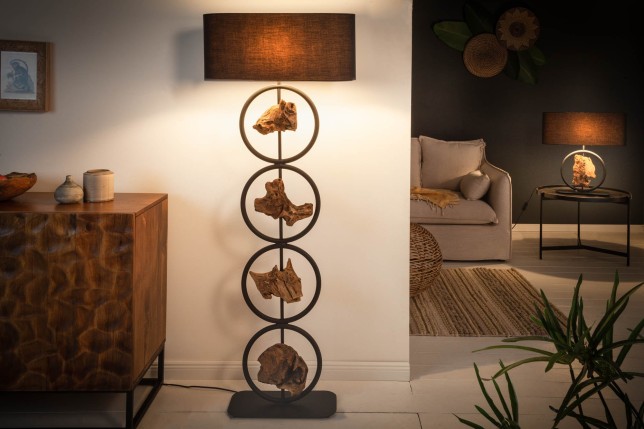 Lampadaire Bois Acacia Recyclé Design 147 cm | Elsines