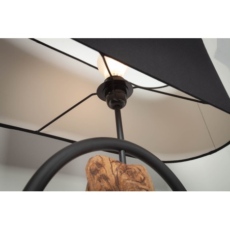 Lampe de table ELEMENTS acacia recyclé & coton noir