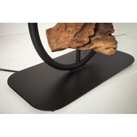 Lampe de table ELEMENTS acacia recyclé & coton noir