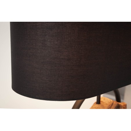 Lampe de table ELEMENTS acacia recyclé & coton noir