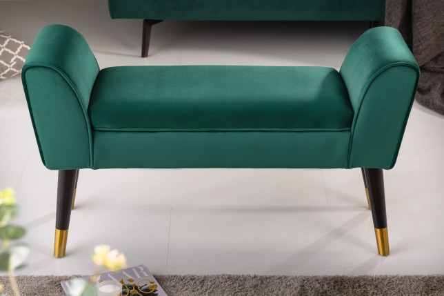 Banc SCARLETT 90cm velours vert émeraude