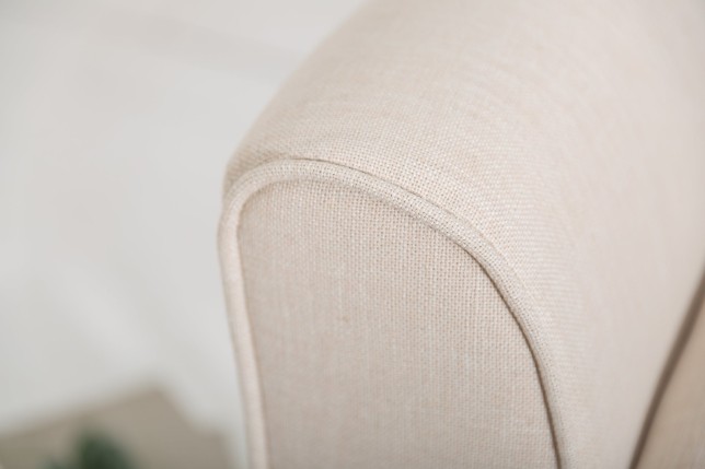 Banc SCARLETT 90cm tissu lin beige - Pieds bois massif