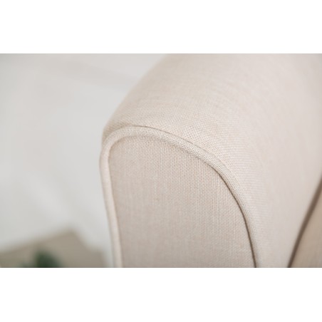 Banc SCARLETT 90cm tissu lin beige - Pieds bois massif