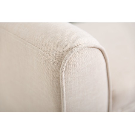 Banc SCARLETT 90cm tissu lin beige - Pieds bois massif