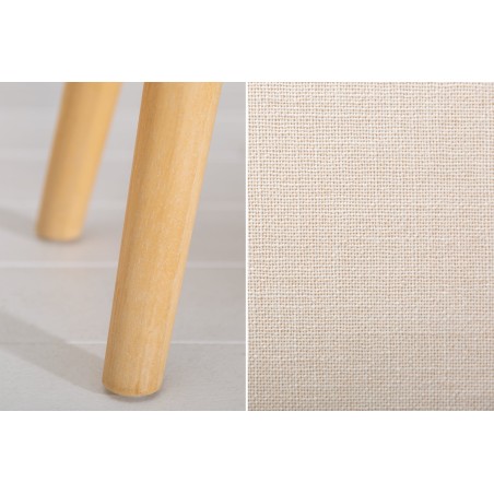 Banc SCARLETT 90cm tissu lin beige - Pieds bois massif