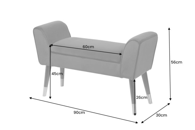 Banc SCARLETT 90cm tissu lin beige - Pieds bois massif