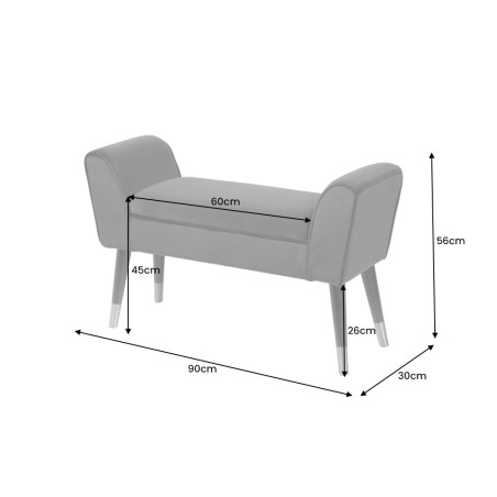 Banc SCARLETT 90cm tissu lin beige - Pieds bois massif