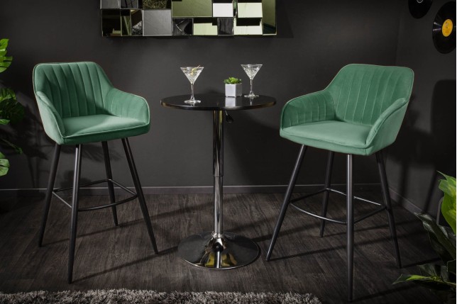 Chaise de bar TURIN velours vert émeraude matelassé