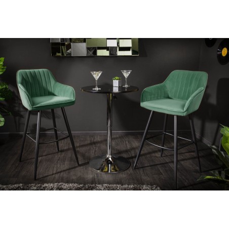 Chaise de bar TURIN velours vert émeraude matelassé