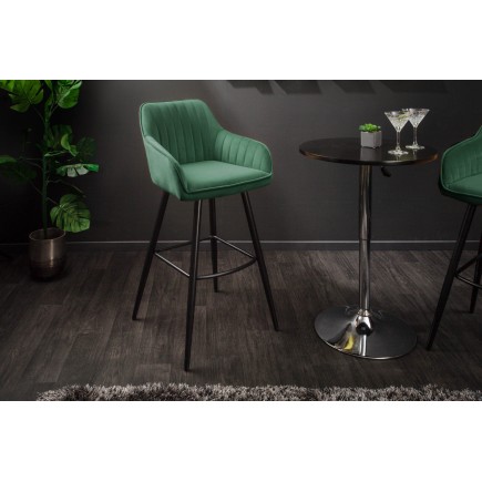 Chaise de bar TURIN velours vert émeraude matelassé 2