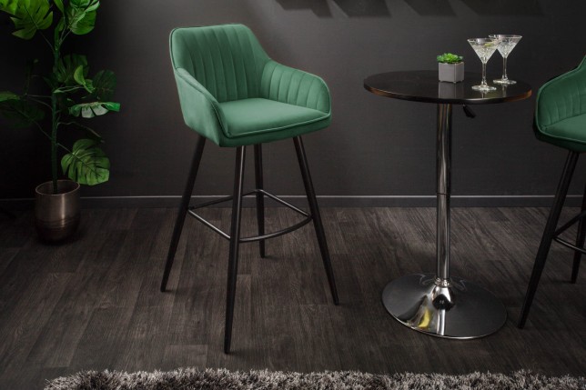 Chaise de bar TURIN velours vert émeraude matelassé