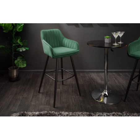 Chaise de bar TURIN velours vert émeraude matelassé