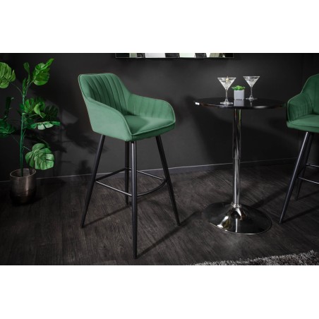 Chaise de bar TURIN velours vert émeraude matelassé