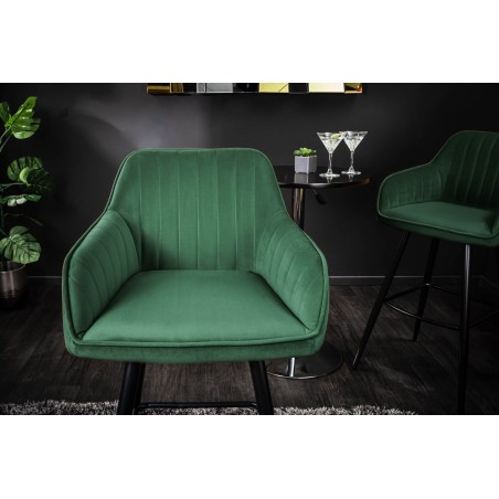Chaise de bar TURIN velours vert émeraude matelassé
