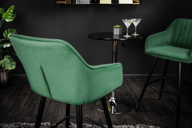 Chaise de bar TURIN velours vert émeraude matelassé