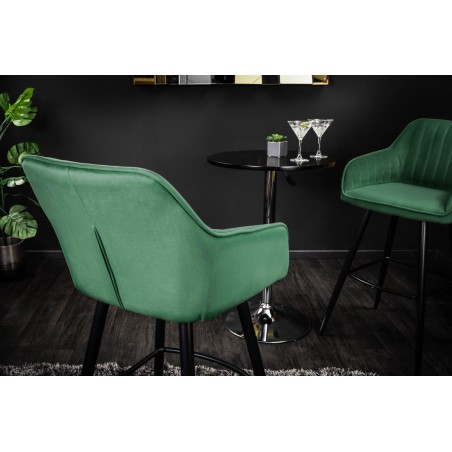 Chaise de bar TURIN velours vert émeraude matelassé