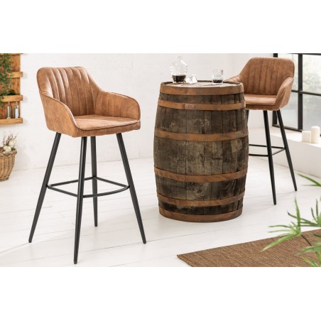 Chaise de bar TURIN microfibre marron vintage - Lot 2