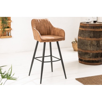 Chaise de bar TURIN microfibre marron vintage - Lot 2 2