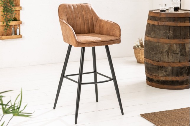 Chaise de bar TURIN microfibre marron vintage - Lot 2