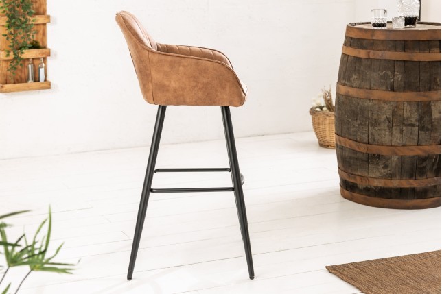 Chaise de bar TURIN microfibre marron vintage - Lot 2