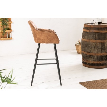 Chaise de bar TURIN microfibre marron vintage - Lot 2