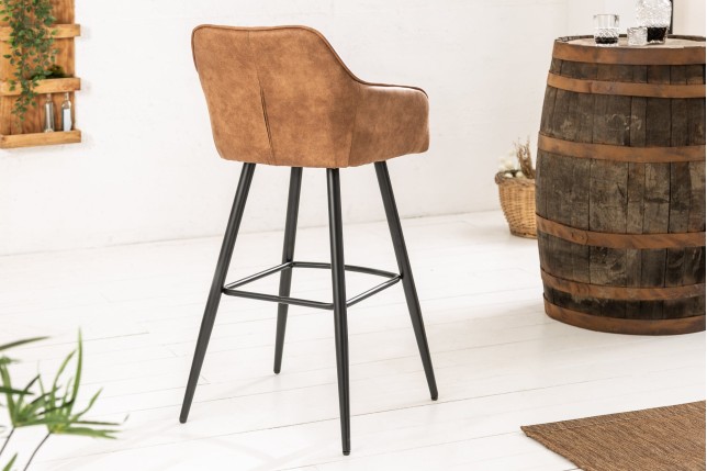 Chaise de bar TURIN microfibre marron vintage - Lot 2