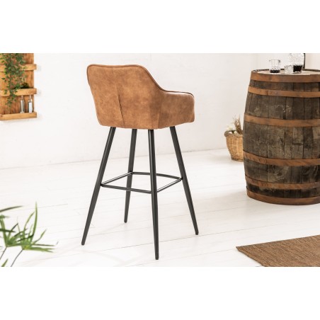 Chaise de bar TURIN microfibre marron vintage - Lot 2