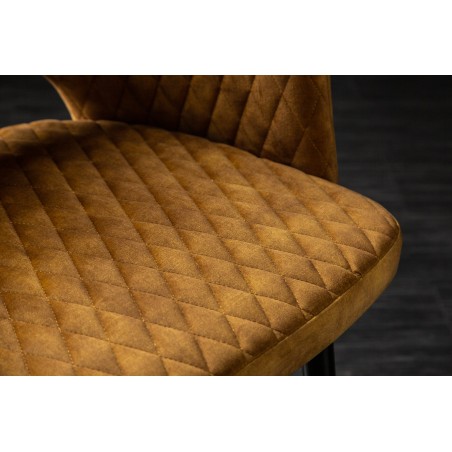 Chaise PARIS velours accoudoirs jaune moutarde - Lot de 2