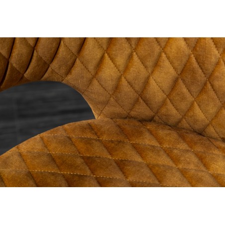 Chaise PARIS velours accoudoirs jaune moutarde - Lot de 2