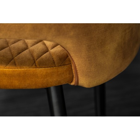 Chaise PARIS velours accoudoirs jaune moutarde - Lot de 2