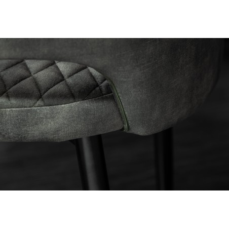 Chaise PARIS velours vert accoudoirs, lot de 2