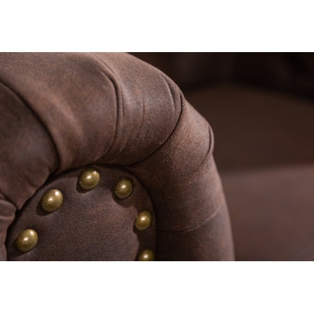 Fauteuil Chesterfield microfibre brun vintage