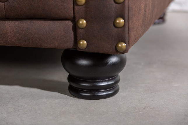 Fauteuil Chesterfield microfibre brun vintage