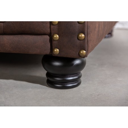 Fauteuil Chesterfield microfibre brun vintage