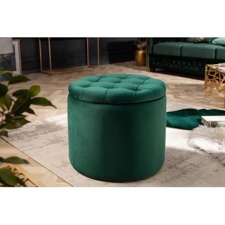 Tabouret coffre velours vert émeraude - Modern Barock